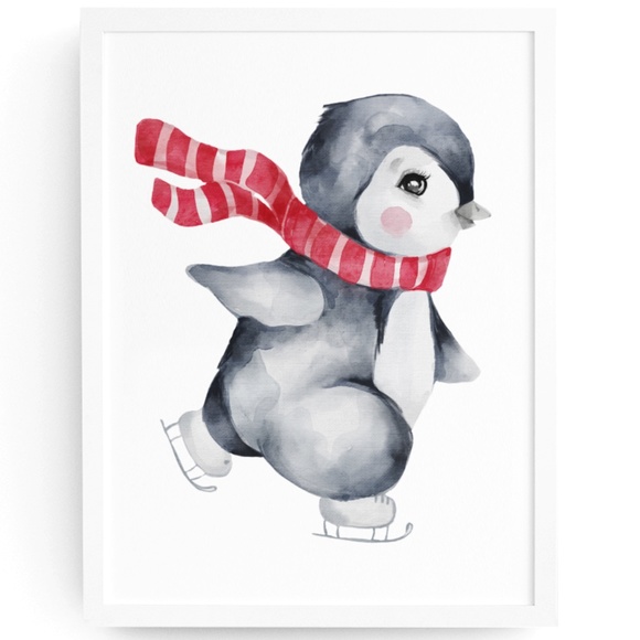 Wall Art Watercolor Christmas Penguin Illustration Print Poster Card Unframed - Picture 2 of 6